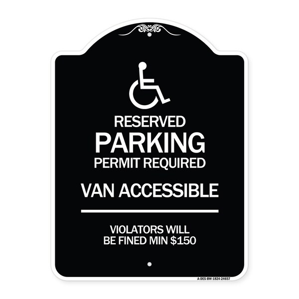 Signmission Connecticut Reserved Parking Permit Required Van Accessible Violators Will Be Fined M, BW-1824-24657 A-DES-BW-1824-24657 - main